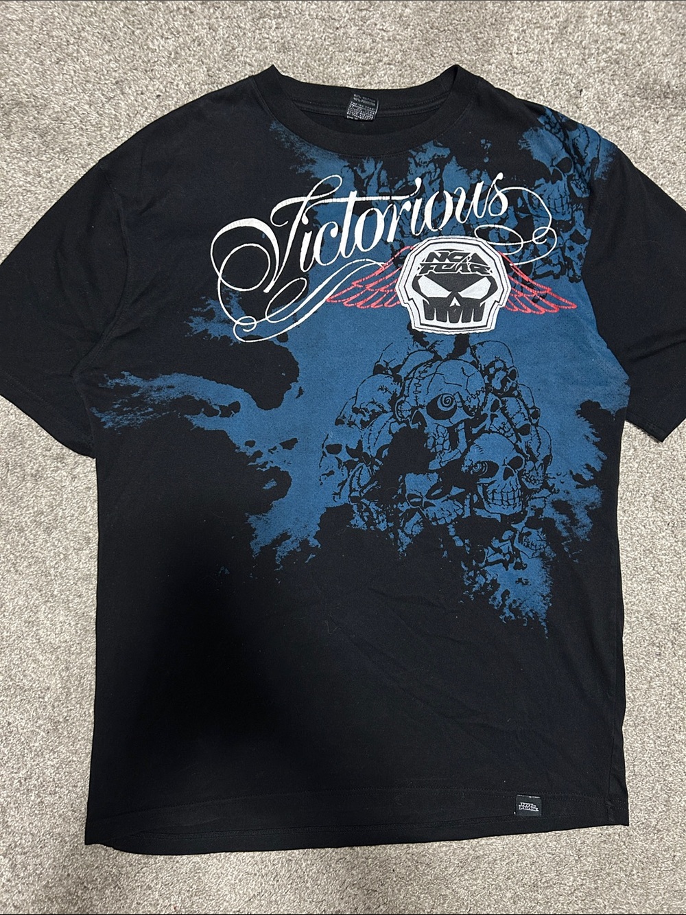 Y2K No Fear Skull Script Writing Short Sleeve Shirt